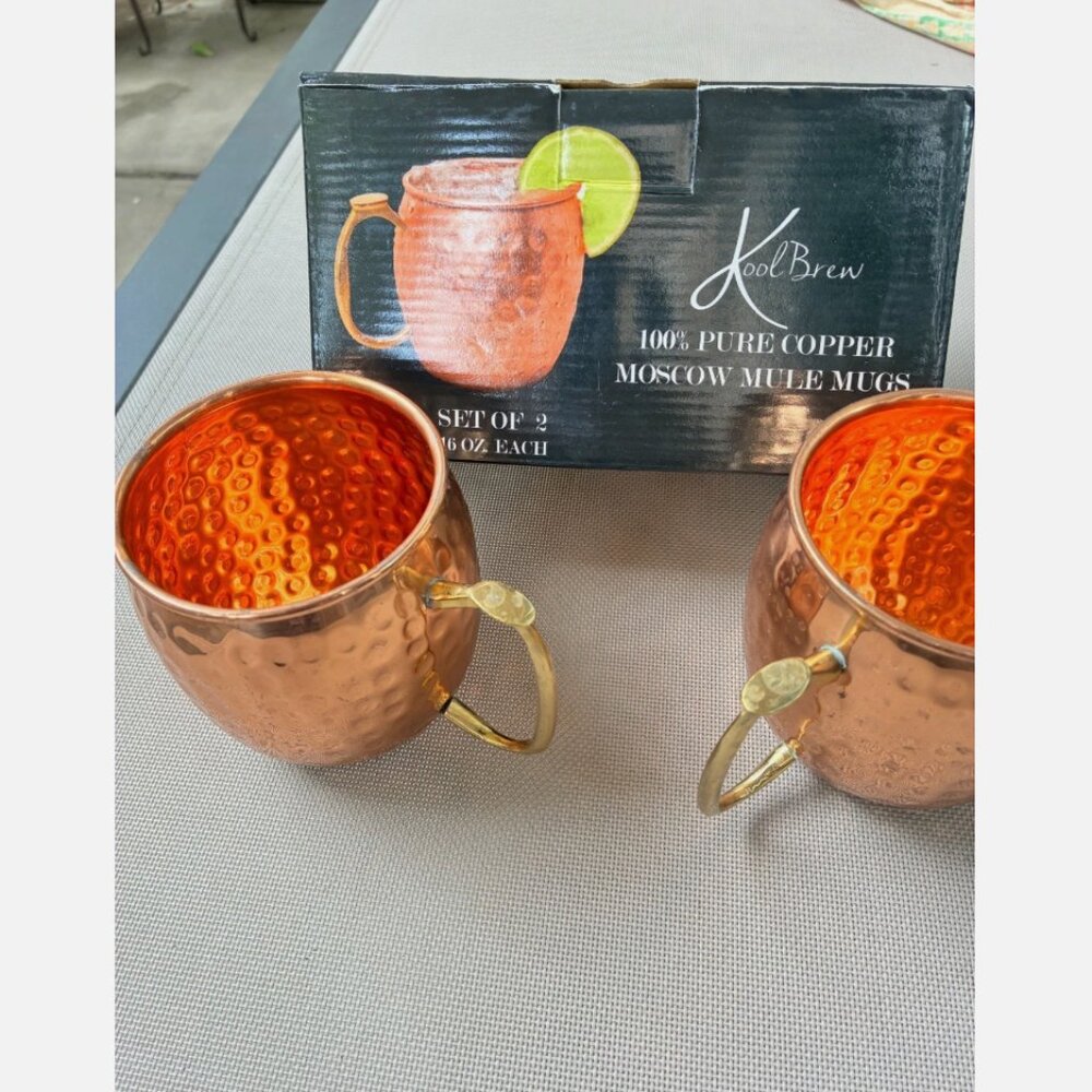 100% Pure Copper Moscow Mule Mugs, SET OF 2 ,16 OZ EACH - Picture 2 of 2
